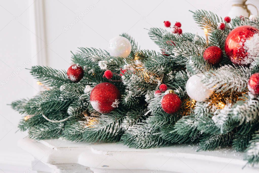 beautiful Christmas decorations and gifts under the Christmas tree