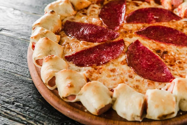 Tasty Unusual Pizza Sausage Side — Stock Photo, Image