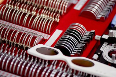 Ayrıntılar ophthalmologists ofisinde. Vizyon onay, ölçümleri.