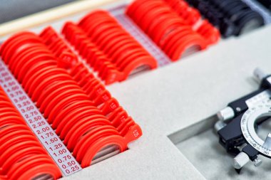 Ayrıntılar ophthalmologists ofisinde. Vizyon onay, ölçümleri.