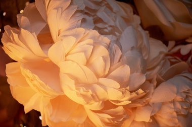 Yakın çekim, dekoratif kağıt yapay çiçek. Parti dekoru