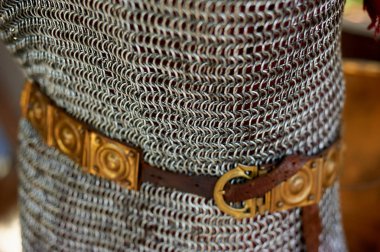 Metal zincir posta ve kemer ayrıntıları. Tarihi ayrıntı