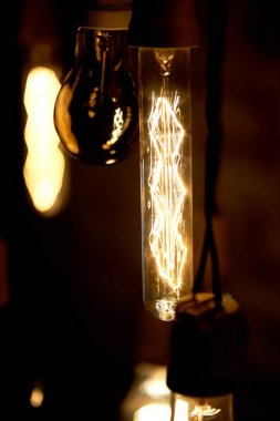 Ampuller Erickson dekorasyon kuş hücrelerle ile askıya alındı. Sarı sıcak lamba ışık