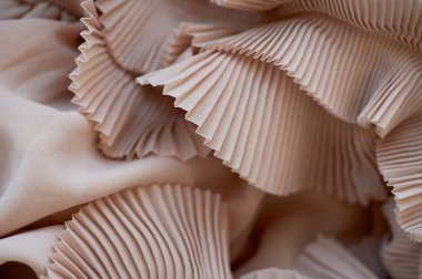 Şifon ripple krem renkli, toz gölge. Doku yakın.