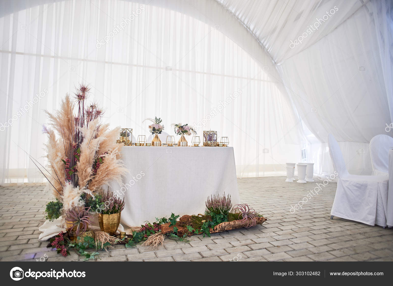 Wedding Decoration In Boho Style Light Colors In The Tent