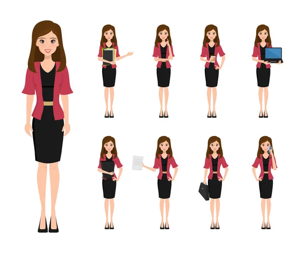 Mujer Negocios Creación Personajes Estilo Oficina Función Trabajo Empresarial Ilustración — Vector de stock