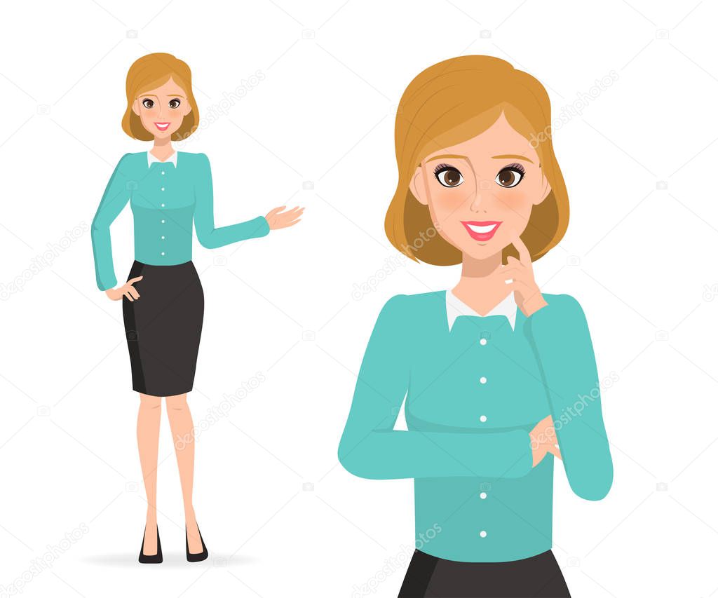 business woman presenting character. business people in job.