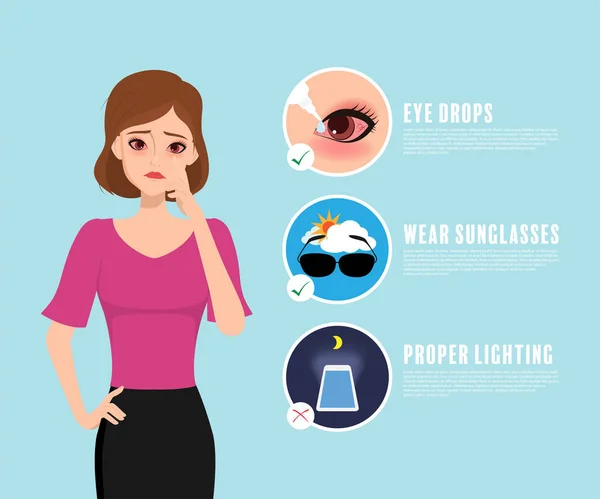 Kırmızı göz sağlık tıbbi Infographic vektör çizim tasarım.