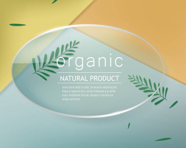 Organik ve doğal cam afiş. Parlak rozetleri tasarım.