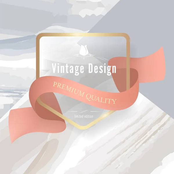 Vintage Glossy Banner Ribbon Design Marble Texture Background — Stock Vector