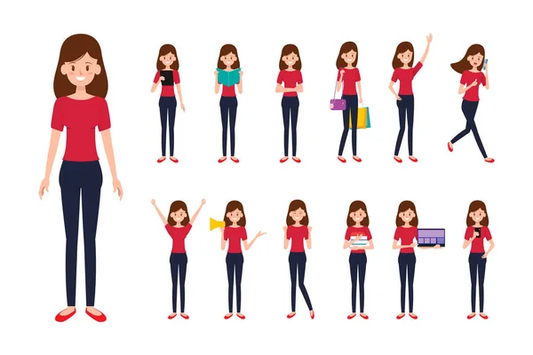 Mujer Negocios Personaje Trabajo — Vector de stock