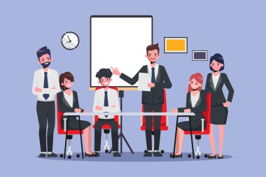 Ofisteki iş adamları takım çalışması organizasyonunda.