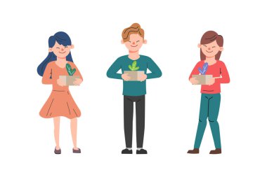 Gençler gezegeni kurtarıp konsepti destekliyor. Dünya arkaplan animasyonunu kaydet.