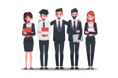 Ofisteki iş adamları takım çalışması organizasyonunda.
