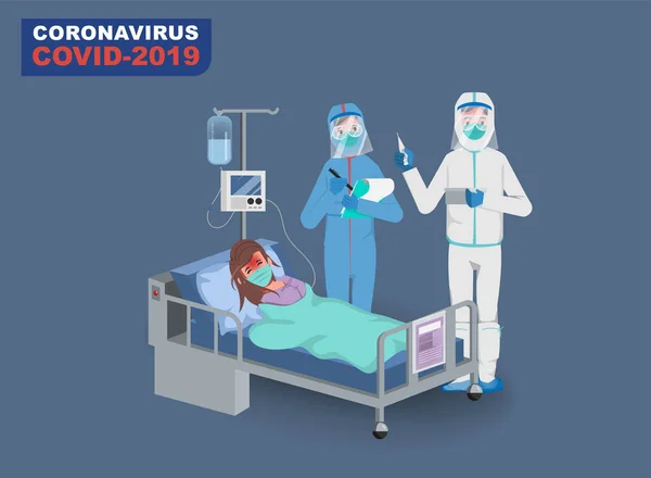 Orvos Aki Megmenti Betegeket Coronavirus Kitörésétől Küzd Kovid19 Ellen — Stock Vector