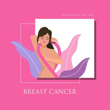 Göğüs kanseri farkındalığı ay sonu kartpostal geçmişi. Hikaye şablonu tasarımı.