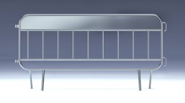 kalabalık bariyer, fan bölücü, geçici metal güvenlik bariyeri mockup, 3d render izole