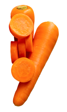 Dilimlenmiş turuncu havuç kökleri png dosya biçiminde kırpma yolu ile izole edilir.