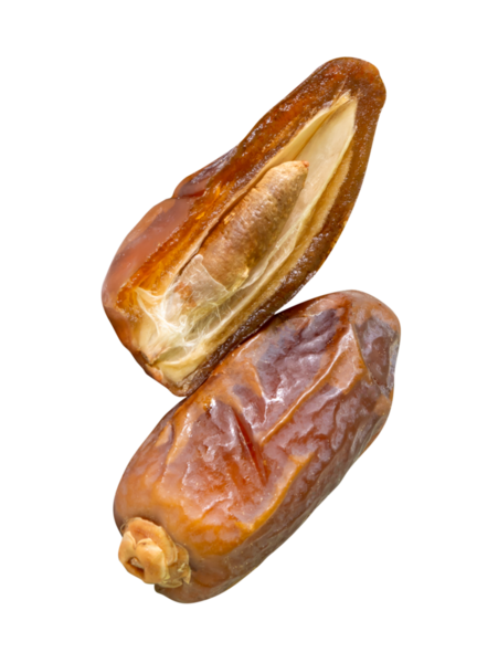 Olgun kurutulmuş hurma meyvesi yarısı kadar yığın halinde png dosya biçiminde kırpma yolu ile izole edilir. Müslümanlar için Ramazan ayında iftar yemeği kavramı