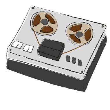 Elle çizilmiş reel kaydedici. Öğe sunumlar, kartpostallar, el ilanı, broşür ve posterler, vektör çizim için Tasarla