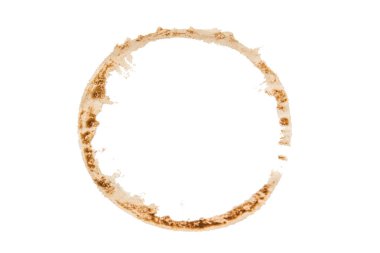 Beyaz arka planda izole kahve fincanı lekesi.