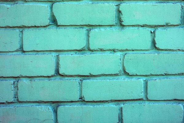 Texture of brick painted green wall. — Stock Photo, Image