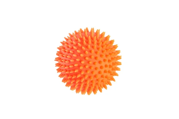 Narancsos labdát a kutya fogak izolált fehér háttér. — Stock Fotó