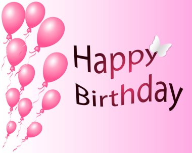 Pembe arka plan üzerinde pembe balonlar. Tebrik kartı vektörEps10.