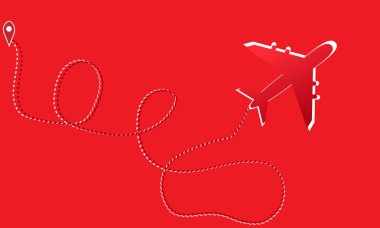 Beyaz gölgeile kırmızı arka plan üzerinde kesik li yol çizgileri ile yaratıcı kağıt etkisi kırmızı düzlem.