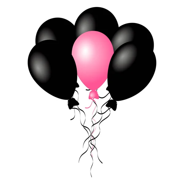 Černé balónky s jedním růžovým vektorem Eps10. — Stockový vektor