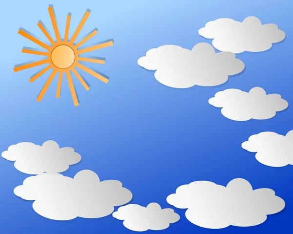Ήλιος και σύννεφα αποτέλεσμα χαρτιού eps10. — Διανυσματικό Αρχείο