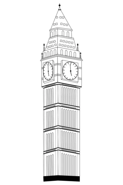 Big Ben på vit bakgrund. — Stock vektor