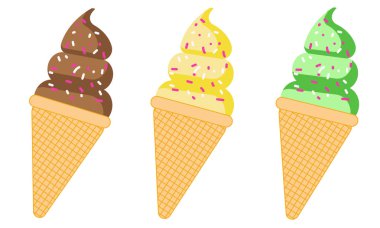 Beyaz arka plan üzerine dondurma seti.