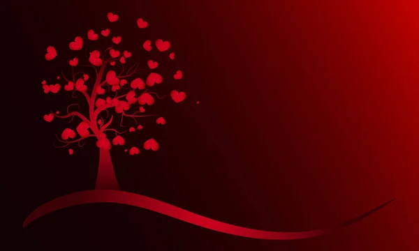 Red tree with heart illustration. Love concept. — Stock Vector