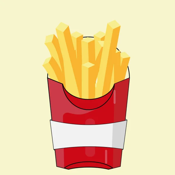 Friture de pommes de terre dans une boîte rouge. Vecteur EPS10 . — Image vectorielle