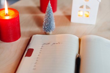 Noel süsleri ve mumlarla yılbaşı hedefleri.