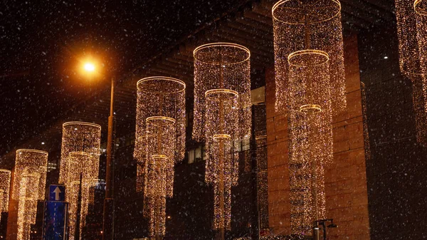 Iluminación Navidad Por Noche Luces Navidad Abstractas Decoración Año Nuevo — Foto de Stock