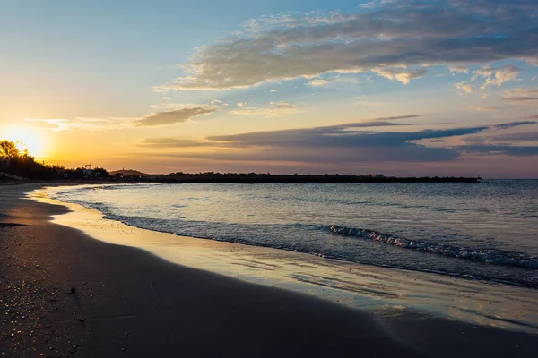 Восход Солнца Пляже Средиземном Море Южная Франция Стоковое Изображение