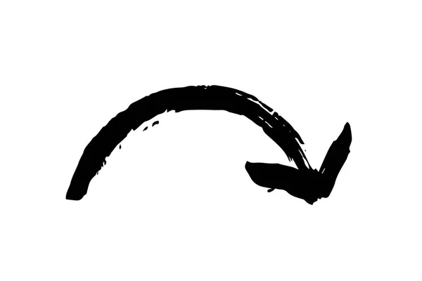 Flèche courbe peinte à la main dessinée avec pinceau — Image vectorielle