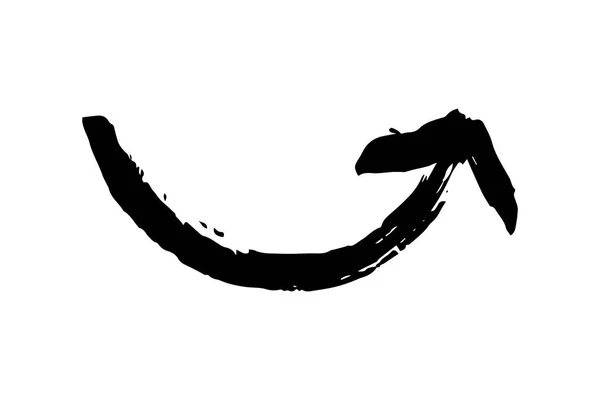 Flecha curva pintada a mano dibujada con pincel — Vector de stock