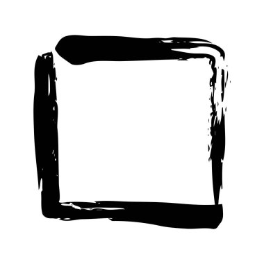 Siyah mürekkep fırçası ile boyanmış çerçeve afiş el