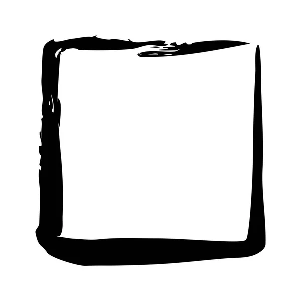 Квадратна рамка рука, пофарбована чорним пензлем — стоковий вектор