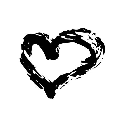 Fırçayla boyanmış Grunge Heart sembolü el.