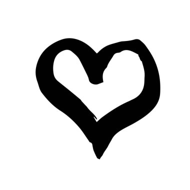 Fırçayla boyanmış Grunge Heart sembolü el.
