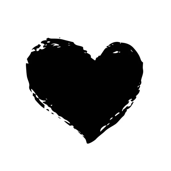 Symbol serca Grunge ręcznie malowane pędzlem — Wektor stockowy