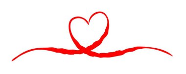 Kalp Sevgililer Günü fırça ve mürekkeple boyanmış bir el.