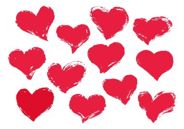 Fırçayla boyanmış Grunge kalpler