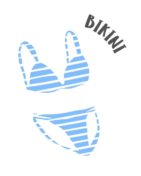 Bikini Rayas Verano Pintado Mano Con Pincel Tinta Aislado Sobre — Vector de stock