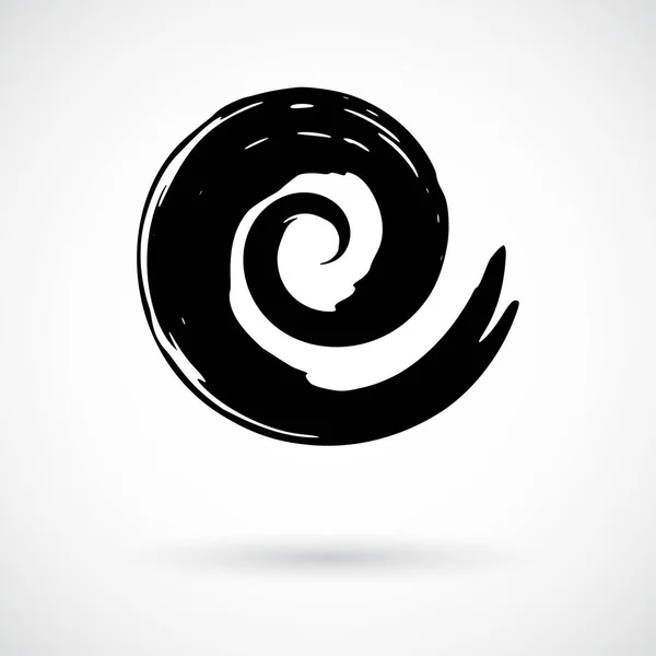 Spiralsymbol Handbemalt Mit Tuschpinsel Abstrakte Dekorative Helix Taste Grunge Effekt — Stockvektor