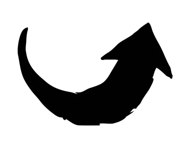 Bläck Pil Curled Symbol Hand Målad Med Borste Swoosh Nyckfull — Stock vektor